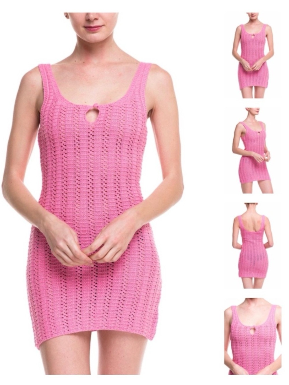 Emory Park Pink Crochet Knit Tank Dress